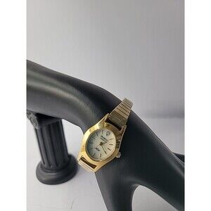 Vintage Armitron Diamond Now Ladies Gold Tone Quartz Watch Single Diamond Accent